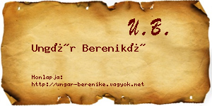 Ungár Bereniké névjegykártya